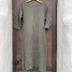 Green linen dress